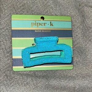 Piper K Turquoise Hand Beaded Hair Clip NWT
